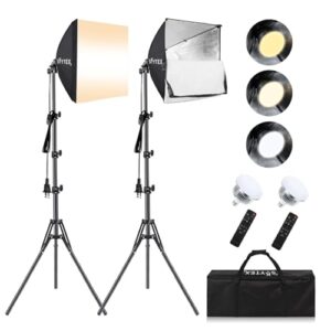 Softbox Lighting Kit Mini, Skytex 16x16in Soft Box 2pack| 85W 2700-6400K E27 LED Bulb, Continuous Photography Lighting Kit Photo Studio Light Equipment for Camera Shooting, Video Recording