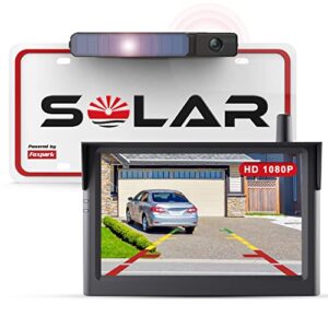 Solar Wireless Backup Camera, 1080P 5” Monitor Back Up Camera Systems Wireless, 3 Mins DIY Installation, Reverse Camera for Car, Truck, Van, RV (S3)