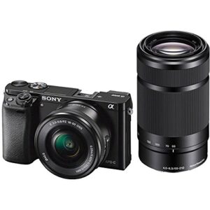 Sony Alpha a6000 Mirrorless Digital Camera w/ 16-50mm and 55-210mm Power Zoom Lenses Black