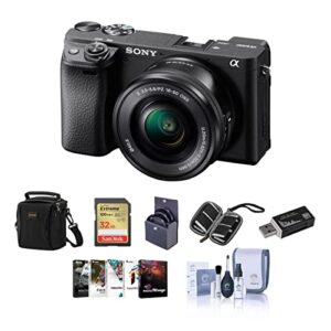 Sony Alpha a6400 Mirrorless Digital Camera With 16-50mm Lens – Bundle With Shoulder Bag, 32GB SD Card, Cleaning Kit, Card Reader, SD Card Case, Corel PC Software, 40.5mm Filter Kit
