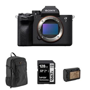 Sony Alpha a7 IV Full Frame Mirrorless Interchangeable Lens Digital 4K Camera, Black – Bundle with 128GB SD Memory Card, Camera Backpack, Extra Battery