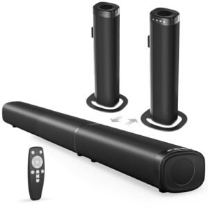 Sound Bar, 100W Sound Bar for Smart TV, Bluetooth 5.3 Soundbar, 2 in 1 Detachable Home Speaker Bass Effect, Home Theater Surround Sound, ARC/Optical/AUX/USB Connections, for TV/PC/Projectors