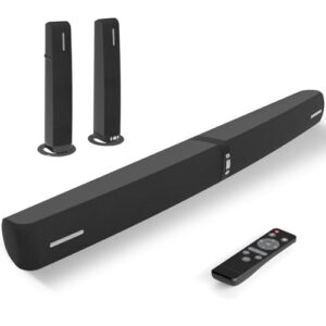 Sound Bar for Smart TV,90W Soundbar with Bluetooth/ARC/Optical/AUX Connect, Auto Volume Boost, 3 Customizable Equalizer Modes, 2 in 1 Detachable Soundbar for TV/PC/Gaming/Projectors