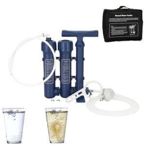 Source Manufacturer Large Water Filtration System Survival – Hand Pump Water Filter, High Volume Water Purifier Camping, Outdoor Portable Group Military Grade