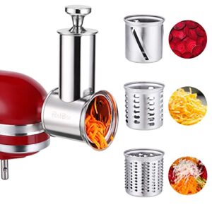 Stainless Steel Slicer Shredder Attachment for KitchenAid Stand Mixer, Large Salad Machine with Vegetable Slicer Cheese Grater Attachments for Kitchen Aid, Dishwasher Safe by Rafbar