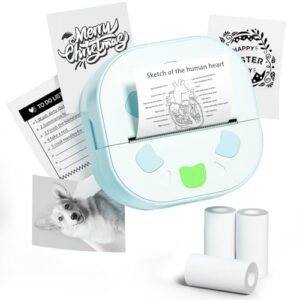Sticker Printer, PrintPods Mini Printer, Bluetooth Portable Sticker Maker with 3 Rolls Paper, Print Pod Inkless Thermal Printers for iphone, Impresora Portátil for Notes, Journal, DIY, Kids Gift