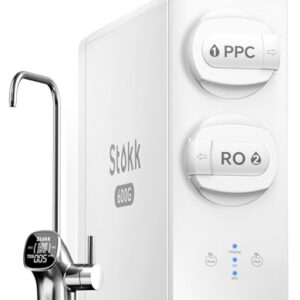 Stokk Tankless Reverse Osmosis System, 8 Stage Reverse Osmosis Water Filter, NSF/ANSI 58&42&372 Under Sink RO System, 2.5:1 Pure to Drain, Smart LED Faucet, Reduce PFAS, 600 GPD, S1 Plus White