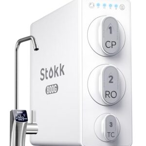 Stokk Tankless Reverse Osmosis System, 800 GPD Fast Flow Water Filter, NSF/ANSI 58&42, 8 Stage RO System, 3:1 Pure to Drain, Under Sink Tankless RO System, Smart Faucet, Reduce PFAS, S2