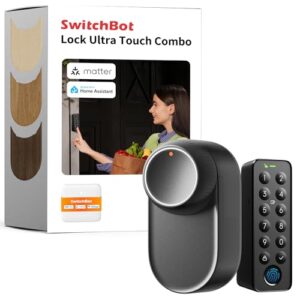 SwitchBot Smart Lock Ultra with Keypad Touch, Fingerprint Entry Door Lock, App Remote Control, Built-in WiFi Keypad Deadbolt, Auto Unlock, IP65 Waterproof, Easy Install, Supports Alexa and Google