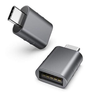 Syntech USB C to USB Adapter Pack of 2 USB C Male to USB 3.0 Female Adapter Compatible with MacBook Pro Air 2024, Microsoft Surface, iPad,Samsung Notebook, Dell XPS and More Type C Devices,Space Grey