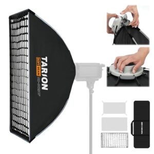 TARION 23.6″x35.4″ Quick Release Strip Softbox – Foldable Bowens Mount Softbox with Diffusers/Honeycomb Grid/Carrying Bag for Live Streaming, Photography, Videography (SQ-6090F)