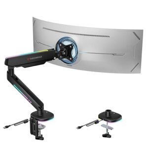 THRONMAX MX100 Monitor Mount for 12”-45” inch Screens, Heavy Duty Fully Adjustable Steal Stand, Gas Spring Arm, VESA Mount with Clamp, Black
