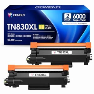 TN830XL Toner Cartridge Replacement for Brother TN830XL TN-830 TN830 TN 830 Toner Work with HL-L2460DW DCP-L2640DW HL-L2480DW HL-L2400D HL-L2405W MFC-L2820DW Printers (2 Black)