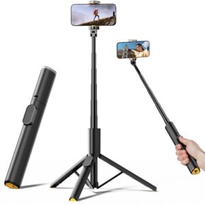 TODI Selfie Stick Tripod for iPhone, 60″ Lightweight Phone Tripod Stand with Wireless Remote, Extendable Selfie Stick for iPhone, All-in-1, Compatible with iPhone/Android