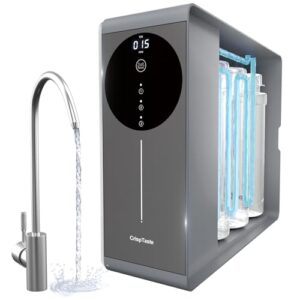Tankless Reverse Osmosis System 600GPD NSF Certifed, Under Sink RO Water Filtration System TDS Reduction from 500 to 20, Tankless ro System 2.5:1 Pure to Drain Ratio for Home Kitchen Apartment(Grey)