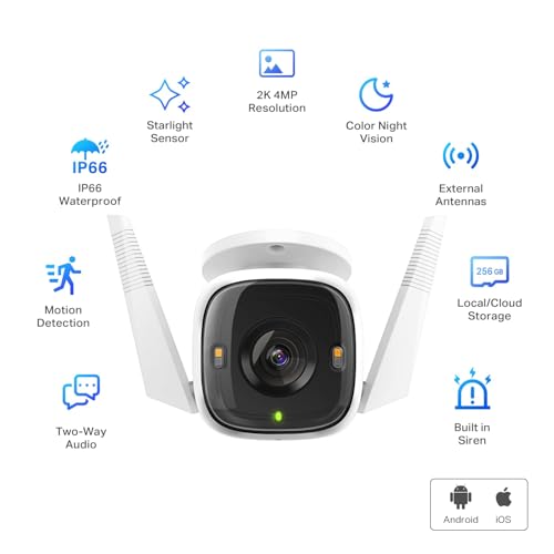 Tapo TP-Link 2K QHD Security Camera Outdoor Wired, Starlight Sensor for Color Night Vision, Free AI Detection, Built-in Siren, Cloud/SD Card Storage, Works with Alexa & Google Home C320WS - Image 3