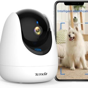 Tenda CP3 Pro 2K Indoor Security Camera with WiFi 6 & AI Baby/Pet Detection – Baby Monitor, Pet Camera for Home, One-Touch Calling, Night Vision, Military-Grade Encryption, No Subscription Needed
