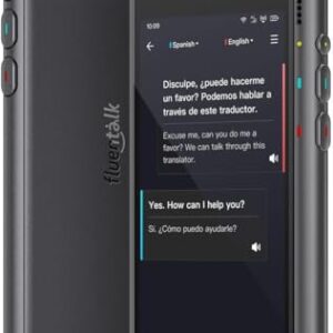 Timekettle Fluentalk New T1 Translator Device Supports 40 Languages, 31+ Offline Language Pairs, Photo Translation, No WiFi Needed, 2-Year Global Data, 4″ HD Screen for Travel