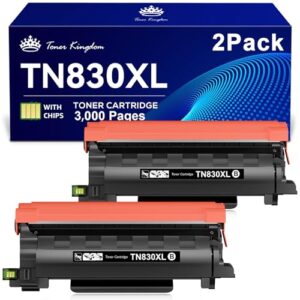 Toner Kingdom Compatible TN830XL Toner Replacement for Brother TN830XL TN830/XL/V/R TN-830XL with DCP-L2640DW HL-L2460DW HL-L2405W HL-L2480DW MFC-L2820DW MFC-L2820DW XL MFC-L2900DW XL (2 Black)