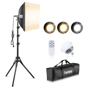 Torjim Softbox Photography Lighting Kit, 16” x 16” Professional Softbox Lighting Kit with 85W 3000-7500K LED Bulbs, Studio Lights for Photography/Video Recording/Live Streaming/Portraits Shooting