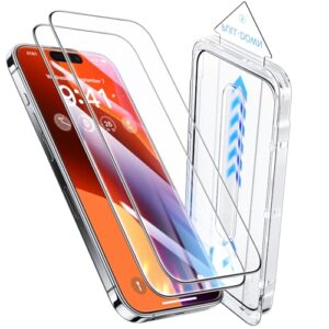 Toughest 9H+ Glass for iPhone 16 Pro Screen Protector [Military Grade Shatterproof][Full Coverage Protection] HD Screen Protector iPhone 16 Pro Top Durable Tempered Glass, 2 Packs