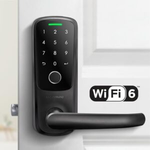ULTRALOQ Latch 5 World’s First Built-in WiFi Smart Lock with Fingerprint, 5-in-1 Keyless Entry Door Lock with Touch Digital Keypad, App Control, Black