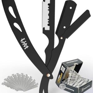 UM Supplies Straight Razors For Men Beard Shaving Knives Professional Barber Straight Edge Razor Shaving Kit For Close Shave Beard Cut Throat Safety Razor Navajas Para Barbero Shavette