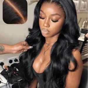 UNICE Glueless Wigs Human Hair Pre Plucked Pre Cut Lace 5×5 Thin HD Lace Closure Wig Body Wave Human Hair Wig Bleached Knots Match All Skin Tones 180% Density 20 Inch