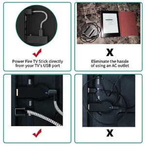 USB Power Cable for Fire Stick, Powers Amazon Fire TV Stick Directly from TV USB Port Eliminating Adapter, Cord Plug Charger Replacement for FireStick (2 Pack)
