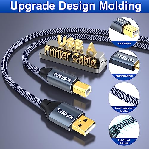 USB Printer Cable 30ft, Type A to B, High Speed Cord Compatible for Keyboard, MacBook, Printers and Scanners - Gray - Image 6