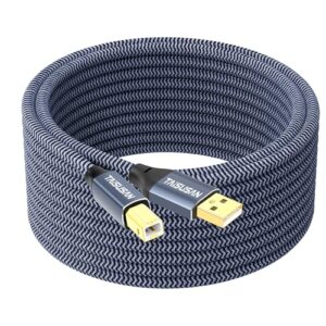 USB Printer Cable 30ft, Type A to B, High Speed Cord Compatible for Keyboard, MacBook, Printers and Scanners – Gray