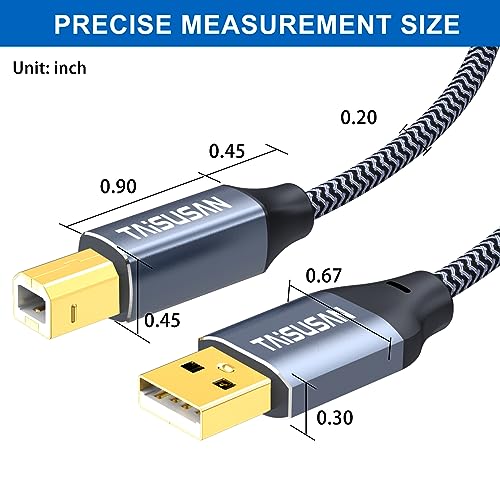 USB Printer Cable 30ft, Type A to B, High Speed Cord Compatible for Keyboard, MacBook, Printers and Scanners - Gray - Image 7