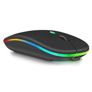 UrbanX 2.4GHz & Bluetooth Mouse, Rechargeable Wireless LED Mouse for Amazon Fire HD 10 Plus (2021) Also Compatible with TV/Laptop/PC/Mac/iPad pro/Computer/Tablet/Android – Onyx Black