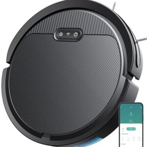 V3 Robot Vacuum and Mop, 3 in 1 Combo Cleaner for Home with Pet Hair and Hard Floor, 5000Pa Suction, 120 Mins Run Time,Super Thin Body & Large Dust Box, Self-Charging,App + Alexa-Black