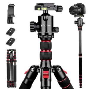 VICTIV 80″ Tripod, Aluminum Heavy Duty Camera Tripod Stand with 360° Ball Head, Camera Tripods & Monopods with Carry Bag, Professional DSLR Tripod for Canon Nikon Binoculars Spotting Scope Telescope