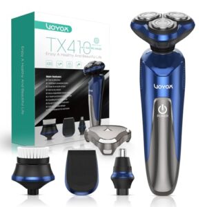 VOYOR Electric Razor for Men Cordless Shavers for Shaving with face sideburn Nose Ear Hair ​Rechargeable Wet Dry Waterproof TX410 New (New Version-Blue)