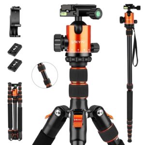 Victiv 80″ Camera Tripod, Aluminum Heavy Duty Tripod Stand with 360° Ball Head, Camera Tripods & Monopods with Carry Bag, Suitable for Canon Nikon Binoculars Spotting Scope Telescope