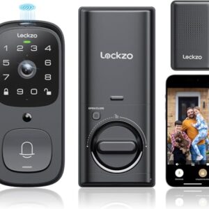 Video Smart Lock with Doorbell, 6 in 1 Keyless Entry Door Lock, Built-in WiFi Camera Deadbolt Lock for Front Door, Fingerprint, Keypad Code, App Control, Voice Control, Auto Lock, IP65, Video Calling