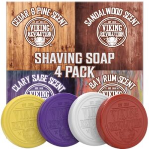 Viking Revolution Shaving Soap for Men – Shave Soap for Use with Shaving Brush and Bowl for Smoothest Wet Shave, Shaving Soap Puck – 4 Pack Variety, Each Pack 2.5oz