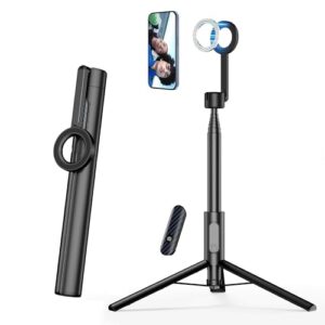 Vimitty for MagSafe Tripod for iPhone 64” Selfie Stick Tripod Phone with Metal Ring and Remote, Phone Tripod for Video Recording, Cell Phone Tripod Mount Stand for Cellphone