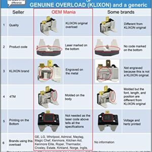 [6750C-0005P Overload OEM Mania] 6750C-0005P Original KLIXON Produced for LG Refrigerator Overload Protector Replacement Part – Item Code: 293RFBYY-520