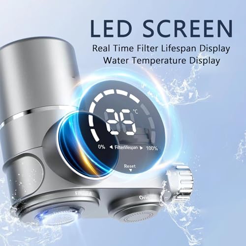 Water Filter for Sink Faucet, Upgraded Faucet Mount Water Filtration System with UV Light and Real-Time Filter Life Indicator, Reduces Lead Chlorine, Heavy Metals (Incl. 1 Filter, 13 adaptors) - Image 3