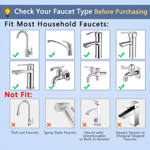 Water Filter for Sink Faucet, Upgraded Faucet Mount Water Filtration System with UV Light and Real-Time Filter Life Indicator, Reduces Lead Chlorine, Heavy Metals (Incl. 1 Filter, 13 adaptors) - Image 7