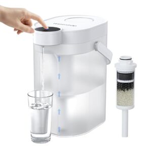 Waterdrop FreshTaste Instant Water Filter Pitcher, Rechargeable Powerful Dispenser, Reduce Chlorine, Lead, Copper, Purify, Soften Water, 17-Cup, White, Does not Lower TDS