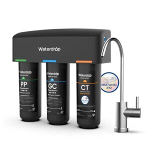 Waterdrop TSB 8 Layer High Capacity Under Sink Water Filter, Reduces PFAS, PFOA/PFOS, Fluoride, Chlorine, Bad Taste & Odor, with Dedicated Faucet, NSF/ANSI 42 Certified Element, USA Tech