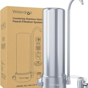 Waterdrop Water Filter for Sink Faucet, NSF/ANSI 42 Certified Countertop Water Filter System, 5-Stage Stainless Steel Faucet, 8000 Gallons, Reduces Heavy Metals and 99% Chlorine, WD-CTF-01(1 Filter)