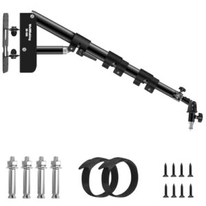Wellmaking Wall Mount Triangle Boom Arm 39.37inch/100cm, Ring Light Mount Support 180°Flexible Rotation Comes with Tilt Swivel Mount for Studio Video Light, Monolight, Photography, Softbox, Reflector
