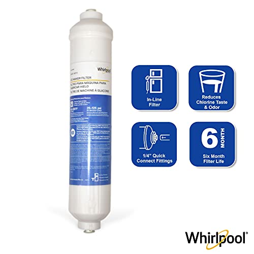Whirlpool Inline Water Filter WHKF-IMTO, 1/4" Quick Connect Fits Refrigerator, Ice Maker, NSF/ANSI 42 Certified Reduces Chlorine Taste & Odor for Drinking Water and Filtered Ice, 6 Month Filter Life - Image 3