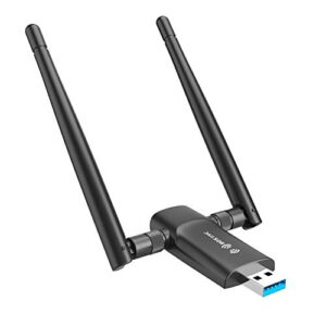 Wireless USB WiFi Adapter for PC – Nineplus 1300Mbps Dual 5Dbi Antennas 5G/2.4G WiFi Adapter for Desktop PC Laptop Windows11/10/8/7/Vista/XP, Wireless Adapters for Desktop Computer Network Adapters