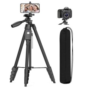 XXZU Tripod, 67″ Camera Tripod with Travel Bag, Cell Phone Tripod with Remote, Aluminum Portable Tripod Stand with Phone Tripod Mount & 1/4”Screw, for Phone/Camera/Projector/DSLR/SLR